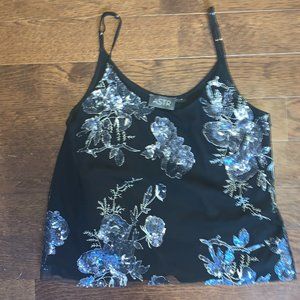 Sparkle Tank Top With Flowers